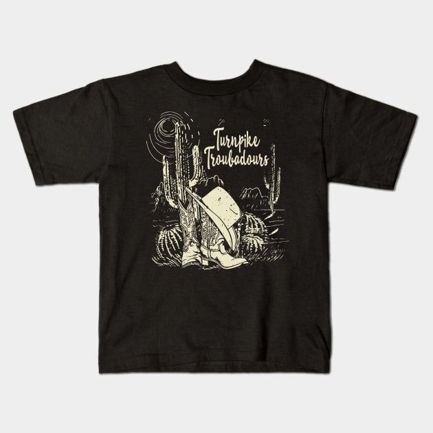 Turnpike Troubadours Desert Western Cactus Boots Music Quote Kids T-Shirt by Beetle Golf